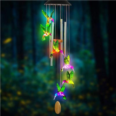 China Custom Size and Color Oniya 25 Inch Hummingbird Solar Wind Rings Aluminum Tubes Memorial Wind Bell for Garden/Patio Decor for sale