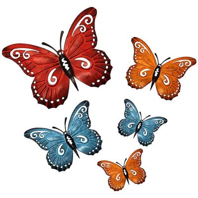 China Custom Size and Color Oniya Indoor Metal Wall Art Sculpture Butterfly Butterflies Garden Decoration Outdoor Hanging 6 Packs for sale