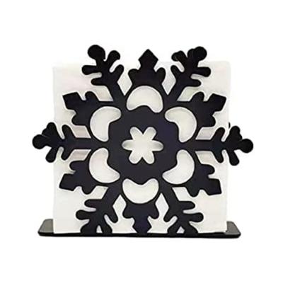 China Modern Oniya Mini Black Metal Snowflake Napkin Holders Paper Tables Cloth Dispenser For Kitchen Home Decor for sale