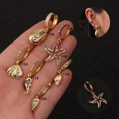 China Fashion hot sale trendy hot sale earrings offer female Bohemian colorful dangle earrings exaggerated starfish zircon earrings for sale