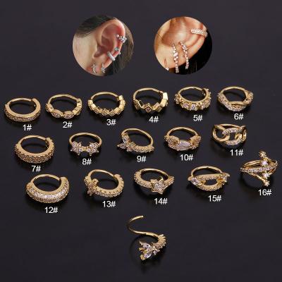 China Trendy Korean Version Of The Creative Side Bone Ring Cartilage Earrings For Women Personality Ear Drill New Zircon Earrings And Men's for sale