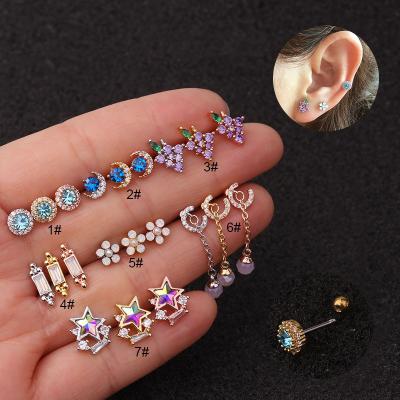 China Fashionable Wholesale Multi Color Stainless Steel Earrings Set Stud Earrings For Women 2021 for sale