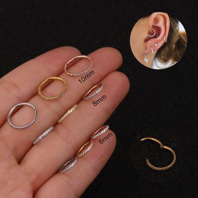 China FASHIONABLE Wholesale Zircon Circle Stainless Steel Opening Ring Earrings European And American Minimalistic Pure Seamless Earrings for sale