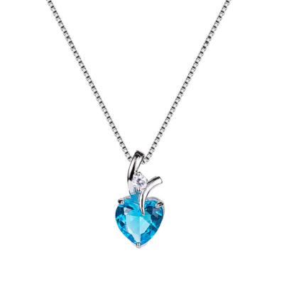 China Nice Romantic Design Touch Love Heart Shape Diamond Rhinestone Colar Simple Copper Pendant Chain Necklace for sale