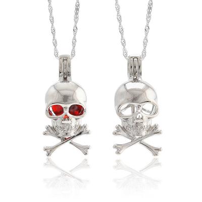 China Hiphop Gift Diy Accessories S925 Sterling Silver Bead Pendant Female Fashion Personality Skull Necklace for sale