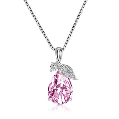 China Hot Sale Romantic Blue Purple Diamond Rhinestone Necklace Rose Drop Leaf Necklace Wholesale Custom Made Pendant for sale