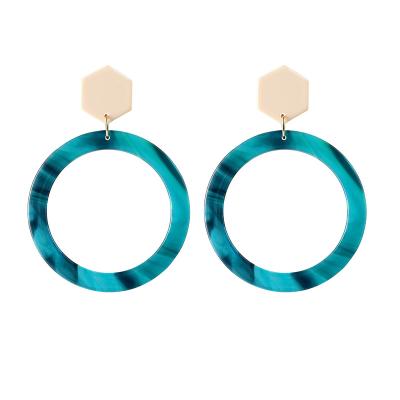 China FASHIONABLE European Geometric Needle Earrings S925 Acrylic Resin Panel Acetic Acrylic Round Acrylic Drop Earrings for sale