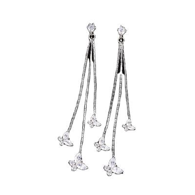 China Cheap Silver Zircon S925 Needle Earrings Fashion Butterfly Stud Earrings China CLASSIC Long Style Tassel Ear Jewelry For Women for sale