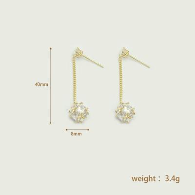 China 2021 TRENDY Fashion Charming New Design Gold Plated Big Zircon Chains Drop Earring For Women for sale