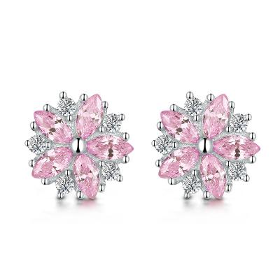 China CLASSIC tiny pink rhinestone earrings first party earrings stud flower earrings korean wholesale for sale