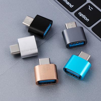 China Mobile Phone USB-C 3.1 Type C to USB 3.0 OTG Metal Converter Colorful Male to Female Adapter for Android Smartphones Accessories for sale