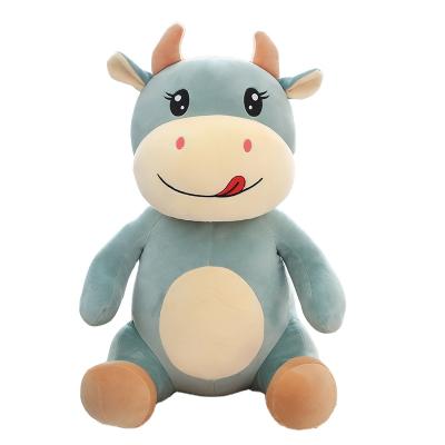 China Wholesale Customized Safe LOGO Plush Toys Big Eyes Cow Eyes Cow Children's Toys Plush Dolls Cute Green Pink Dolls for sale