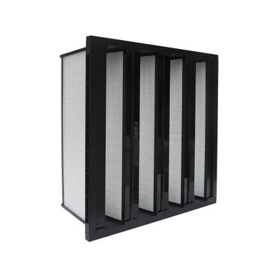 China Hotel V-Bank Filter in Plastic Frame Under-HEPA V Cell Air Filter for Food Processing Plant for sale