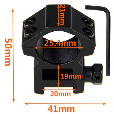 China 30mm/25.4mm Riflescope 20mm Mount Ring Dovetail Rail High Profile 6061-T6 Aluminum Alloy For Rifle Scope Hunting Mount for sale