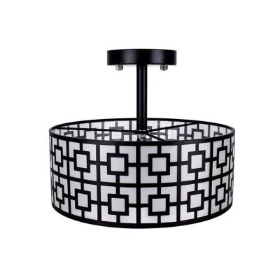 China Minimalist Adjustable Chandelier Pendant Lamp Fabric Shade Matte Black Chandelier Modern Design for Home for sale