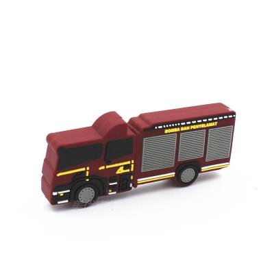 China M-DS07 Rubber Silicone Fire Fighting Truck Shape USB Flash Drive for sale