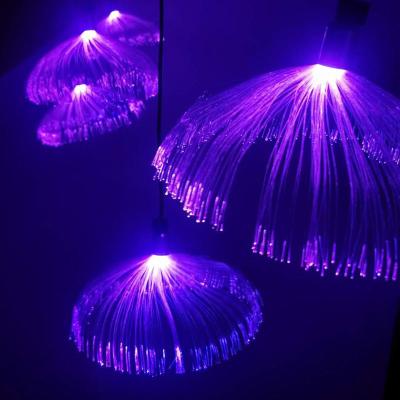 China Vintage Auto Decorative Indoor Outdoor 20cm RGB Optical Fiber Optic Controlled Mini Jellyfish Chandelier IP65 Fiber Light Hanging Lights for sale