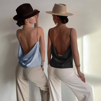 China 2021 Summer Fashion One Word QUICK DRY Neck Sling Backless Vest For Women for sale