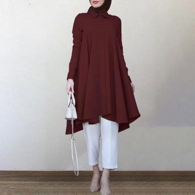 China 2022 Summer Malaysia Fashion Breathable Women Plus Size Muslim Clothing Muslim Casual Blouses Long Sleeve for sale