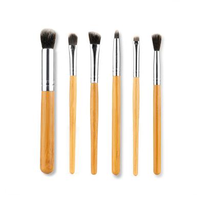 China Fan Brush 2020 New Style High Quality Handle 6pcs Tool Eyeshadow Eyeshadow Beauty Makeup Bamboo Wood Cosmetic Brush Set for sale