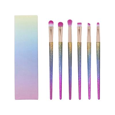 China Hot Selling Mermaid Cosmetic Gradient Long Spot Brush Amazon Handle 6pcs Eye Makeup Set Brush for sale