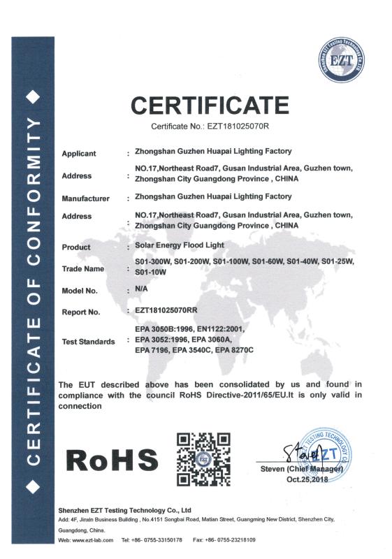 RoHS - Zhongshan Huapai Lighting Factory