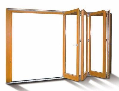 China KLUK Aluminium Bifold Doors Laminated Glass Wood Grain For Patio for sale