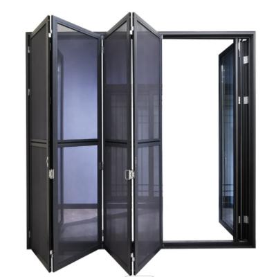 Chine Portes Bifold en aluminium noires insonorisées, porte en aluminium de moustiquaire à vendre