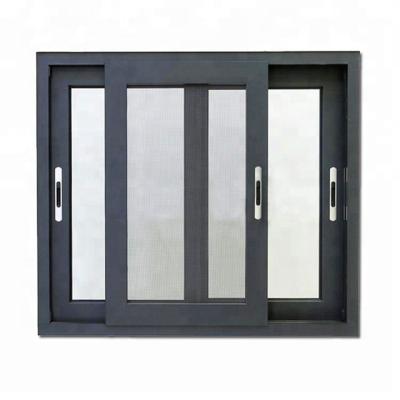 China OEM 2 Track Aluminium Sliding Window , Tempered Glass Sliding Window for sale