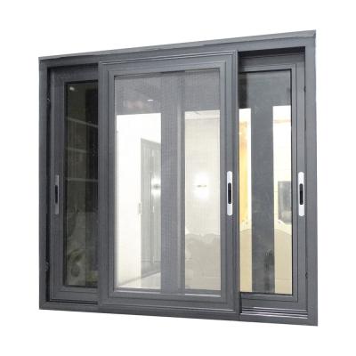 China 6mm Double Glazed Aluminium Sliding Windows For Kitchen Deep Anodized Surface for sale