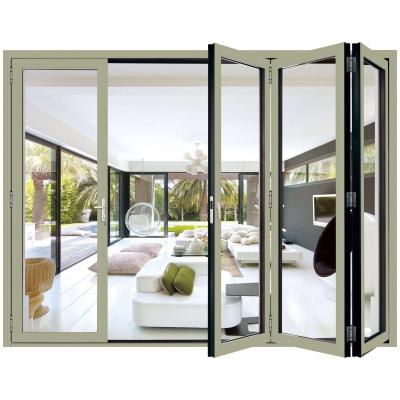 China Patio 6063 Aluminium Glazed Folding Accordion Doors Heat Insulation for sale