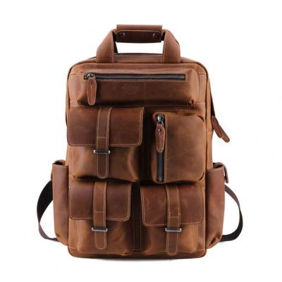 China OEM Designer Leather Bag Genuine Multifunctional Waterproof Luxury Traveling Leather Backpack For Men for sale