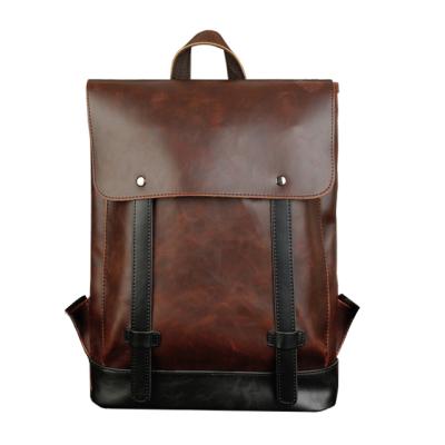 China BEARKY bag factory logo men's vintage simple custom faux waterproof black BEARKY PU leather backpack for men for sale