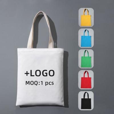 China Custom Rope Handle Promotion Heat Transfer Sublimation Printing LOGO Canvas Tote Shoulder Bag for sale