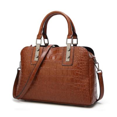 China Popular Vintage Europe New Fashion Designed Lines PU Woman Crocodile Leather Handbag for sale