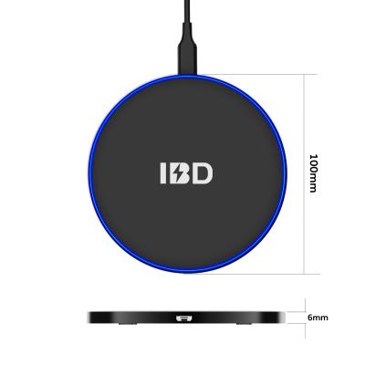 China IBD 5V 2A 10w Ring Cell Phone Universal Portable Wireless Charger 10w QI Blue Led Fast Charging Wireless Charger for sale