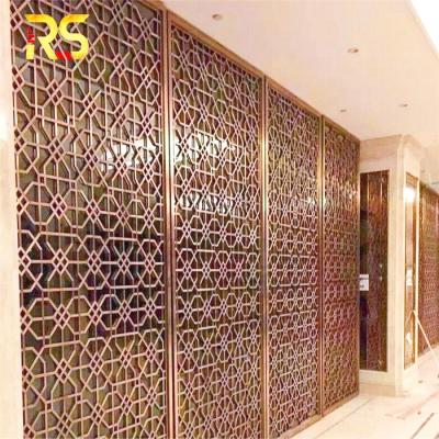 China Modern Decorative Stainless Steel Room Divider Screen Panel Tall Partition Wall for sale