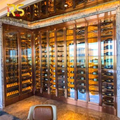 China Wine Cabinet Venting Bar Cabinet Vinotheque Counter Cellar Stocked Shelving for sale