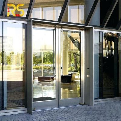 China Modern Main Entrance Door Modern Commercial Steel Glass Double Store Door for sale