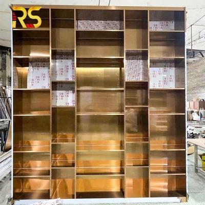 China Modern Home Decorative Stainless Steel Wall Display Cabinet Enclosed Book Display Stand for sale