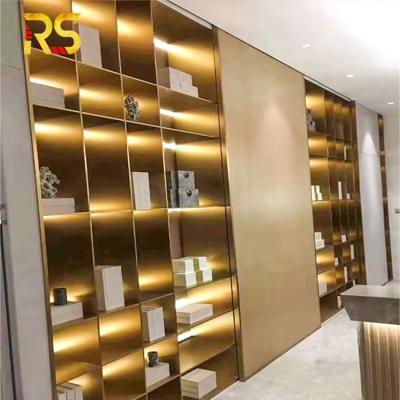 China Living Room Modern Decorative Stainless Stee Shelves Cabinet Standing Display Stand for sale