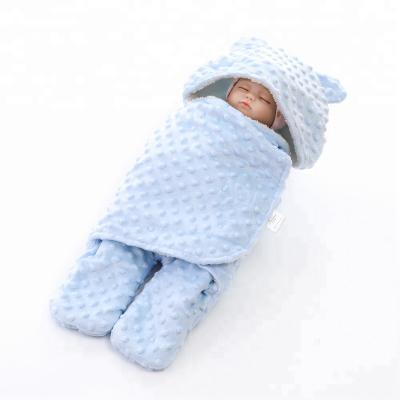 China Warm Two-Ply Minky Flame Retardant Dot Baby Receiving Blanket Swaddle for sale