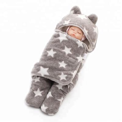 China Fire Retardant Soft Knitted Fleece Hood Newborn Baby Wrap Swaddle Cover Quality 100% Polyester Winter Oval Floral Plain Printed for sale