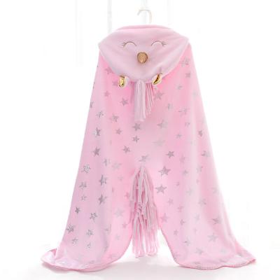 China Adult Coral Fleece Animal Shape Hooded Poncho Throw Blanket Blanket With Sleeves for sale