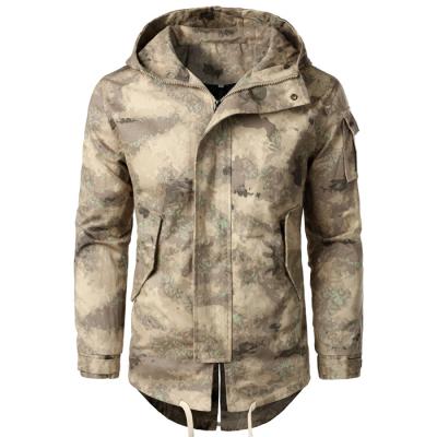 China Autumn Casual Slim Fit Windbreaker Pocket Zipper Hooded Men's High Quality Camouflage Overcoat Breathable Jacket for sale