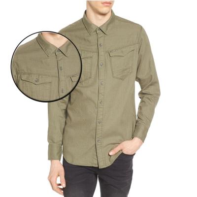 China Latest Style Twell Anti-Shrink 100% Cotton Long Sleeve Front Pocket Mens Denim Shirts for sale