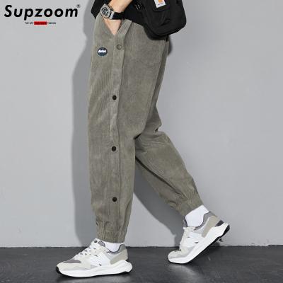 China Supzoom New Arrival Fashion Cotton Waist Autumn And Winter Corduroy Trend Plush Elastic Anti-wrinkle Thickened Loose Leg Casual Pants for sale