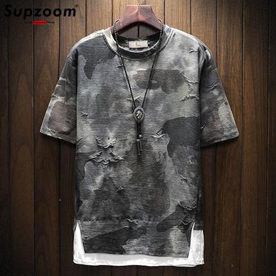 China 2020 New Arrival Brand Clothing 3d Casual T-shirt Sale Camouflage Print Collar Cotton Short Warm Breathable O-neck Hip Hop Casual T-shirt for sale