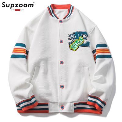 China 2022 Supzoom New Arrival Rib Sleeve Embroidery Top Fashion Bomber Jacket Men Baseball Breathable Cotton Loose Loaf Fashion Casual Coat for sale