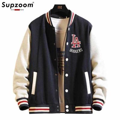 China 2021 Thick Rib Sleeve Bomber Jacket Brand Clothing Embroidery Cotton Preppy Warm Breathable Style Autumn Winter Casual Thick Clothing Baseball for sale